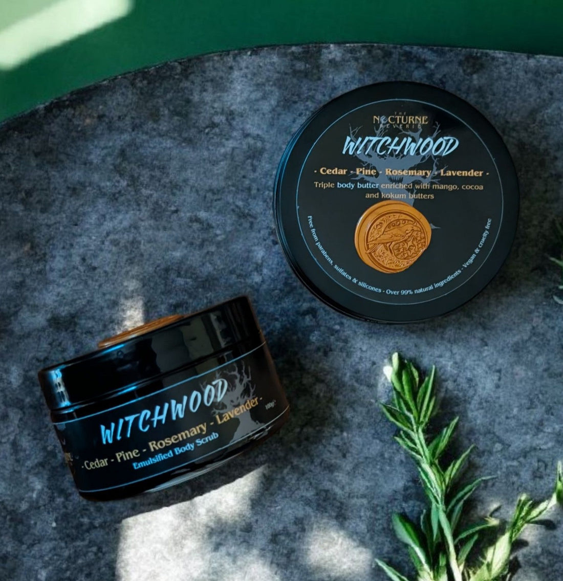 vegan sugar scrub for exfoliating rough skin and triple body butter for rich moisturising