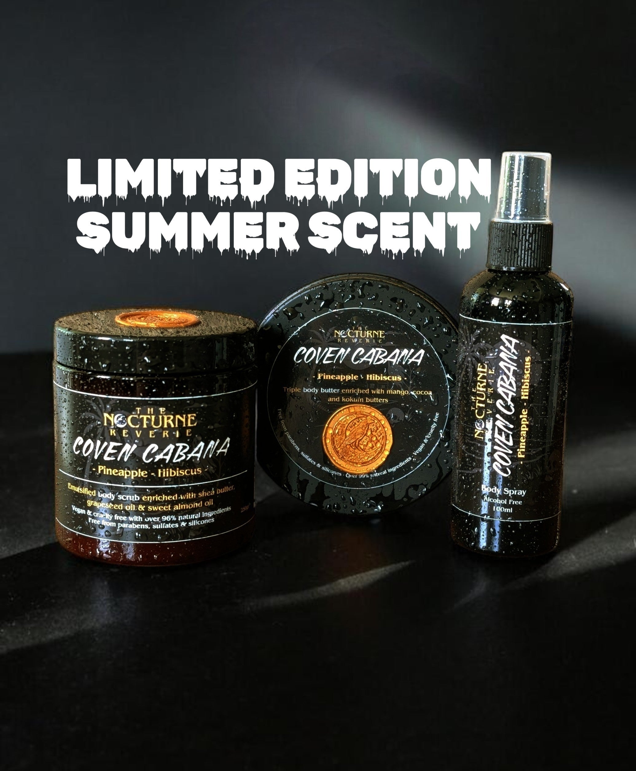 Pineapple & Hibiscus body scrub, body butter and body mist