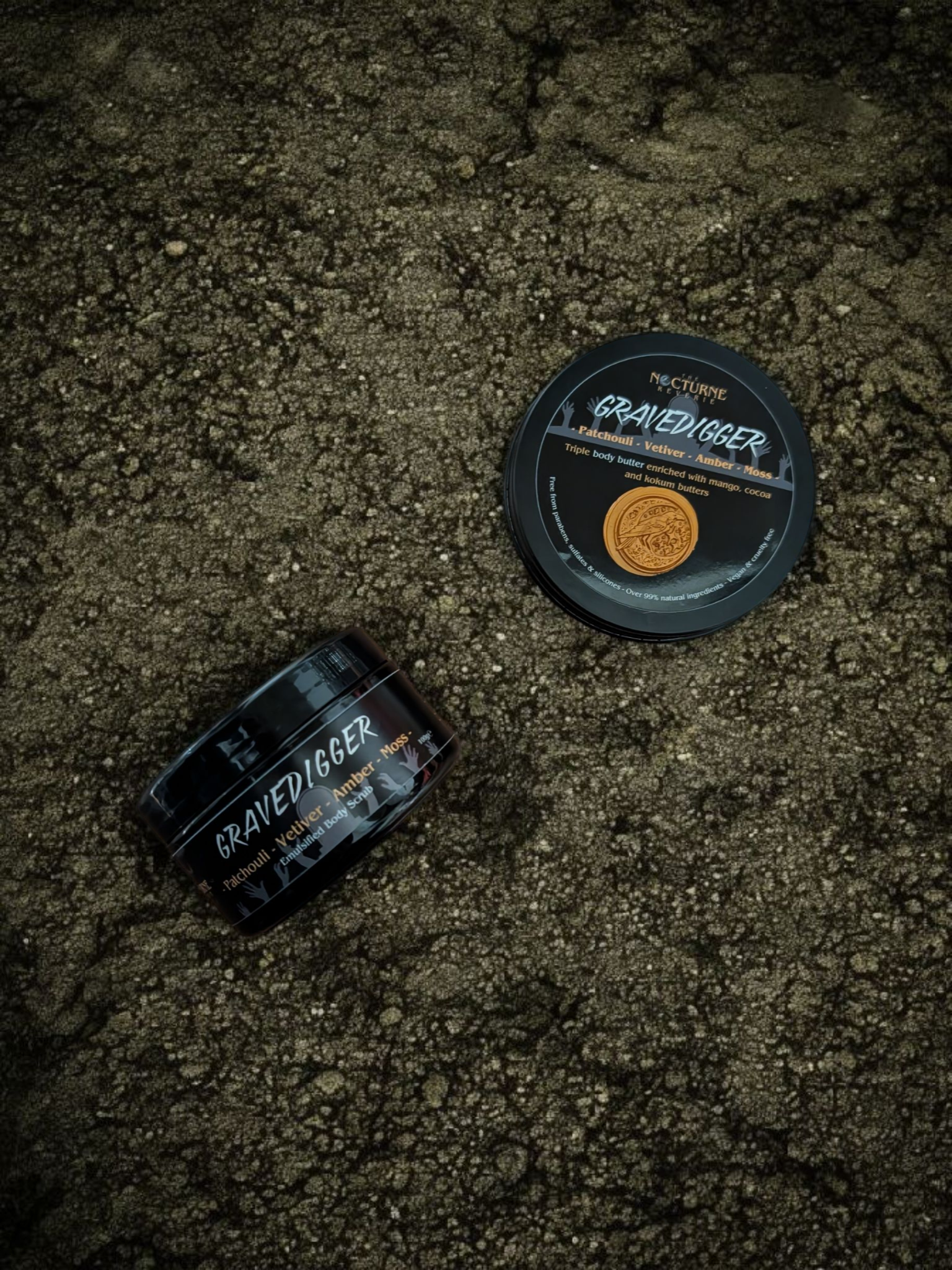 Gravedigger Gift Set - Patchouli, Vetiver, Amber & Moss - Body Scrub and Body Butter