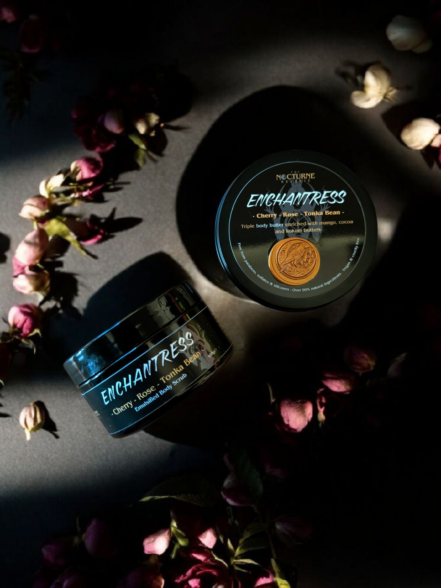 Enchantress Gift Set - Cherry, Rose and Tonka Bean - Body Scrub and Body Butter