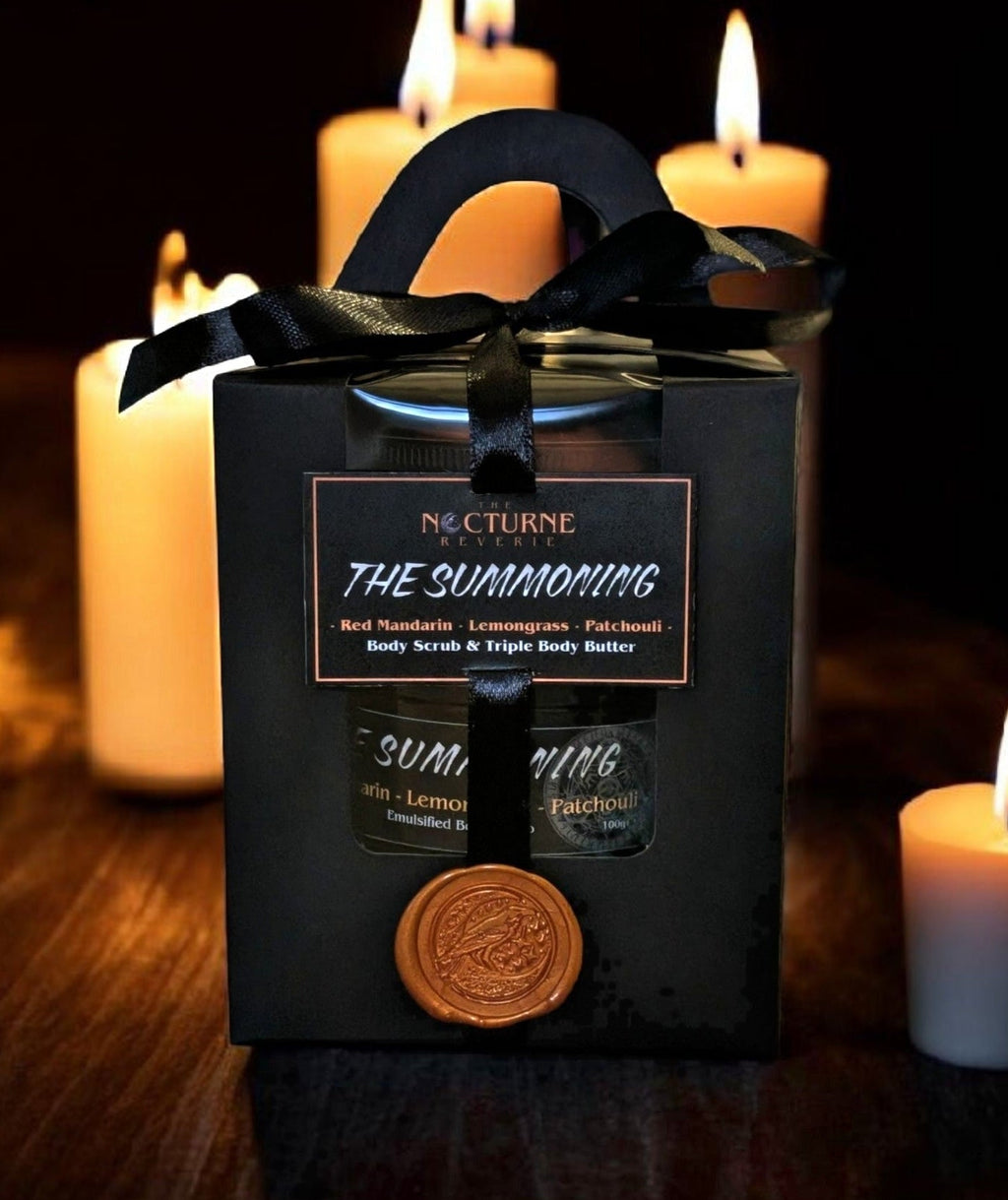 The Summoning Gift Set - Red Mandarin, Lemongrass & Patchouli - Body Scrub and Body Butter